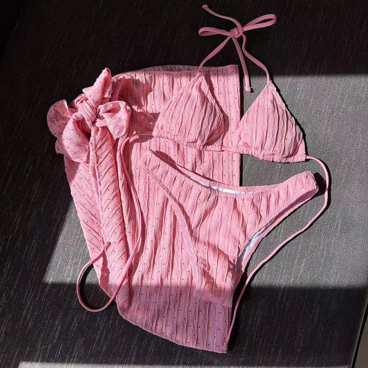 Dame bikini sæt med skinnende accenter og legesyg svømmerock Stilla