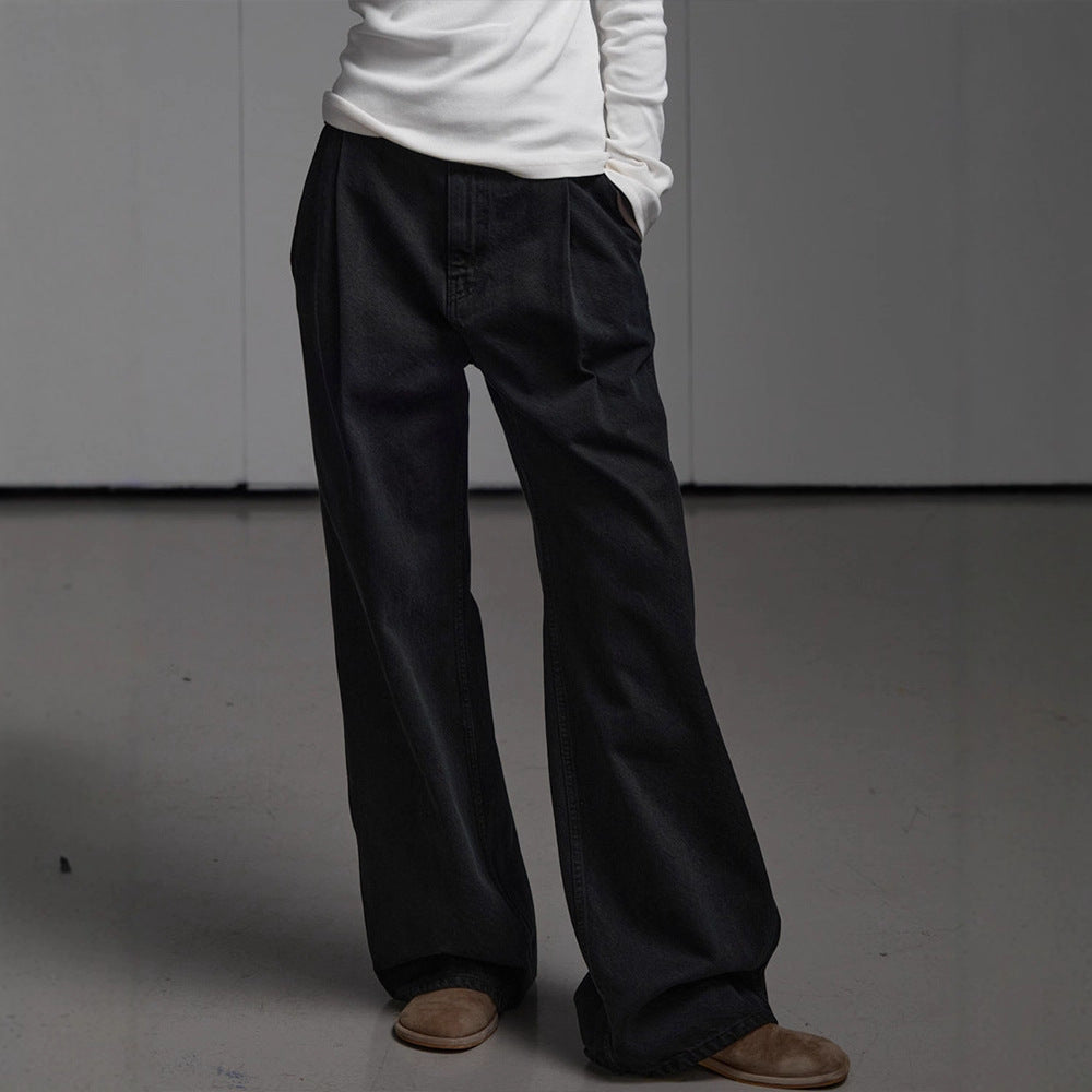 Kvindernes casual højtaljede jeans med bred pasform Stilla