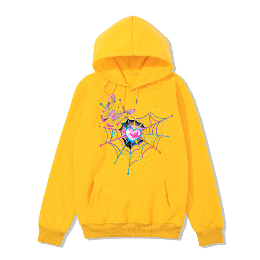 Kvinders hoodie sweatshirts med kreativ sommerfugl og spindelvævsdesign Skovae