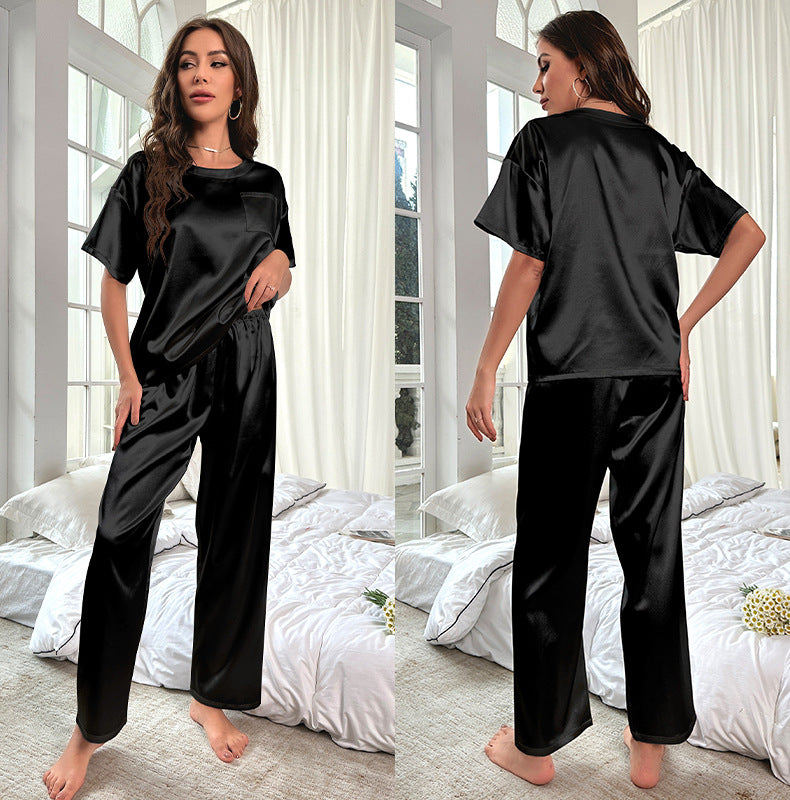Dame Satin Pyjama-sæt med afslappet pasform og komfortable detaljer Stilla