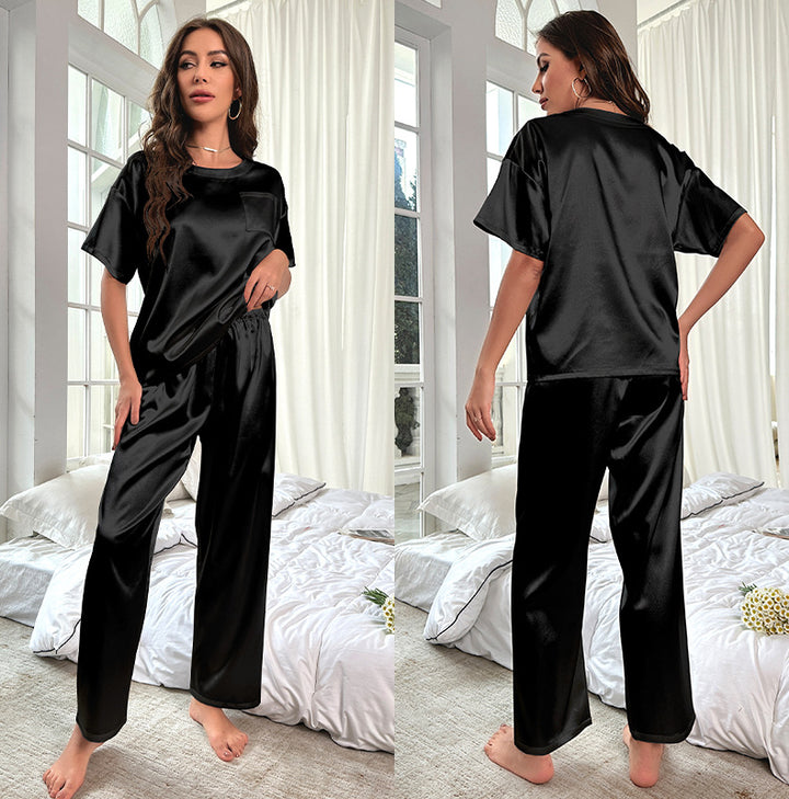 Dame Satin Pyjama-sæt med afslappet pasform og komfortable detaljer Stilla