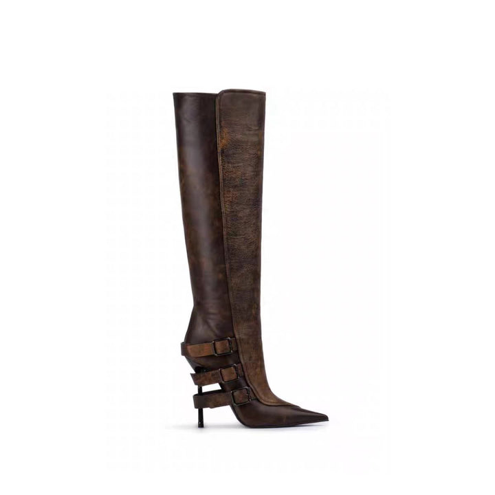 Femme Over-the-Knee Stiletto Støvler med dekorative Rem-detaljer Stilla
