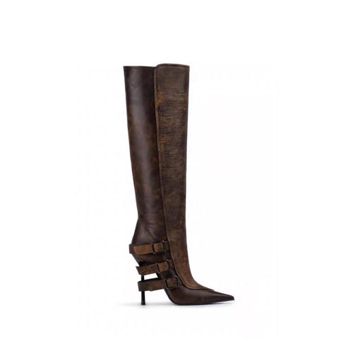 Femme Over-the-Knee Stiletto Støvler med dekorative Rem-detaljer Stilla