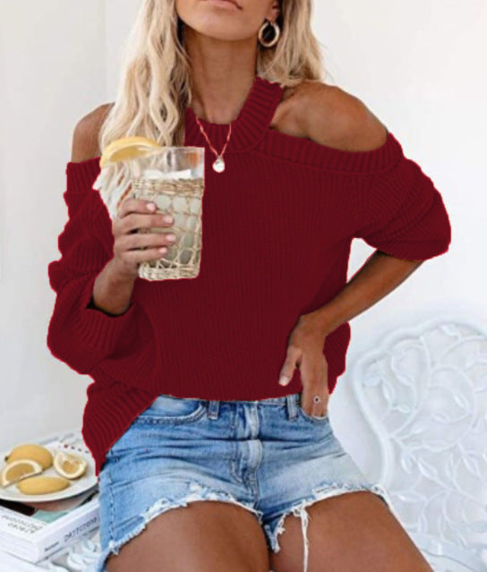 Dame Oversized Strikpullover med skulderfri design og afslappet stil Stilla