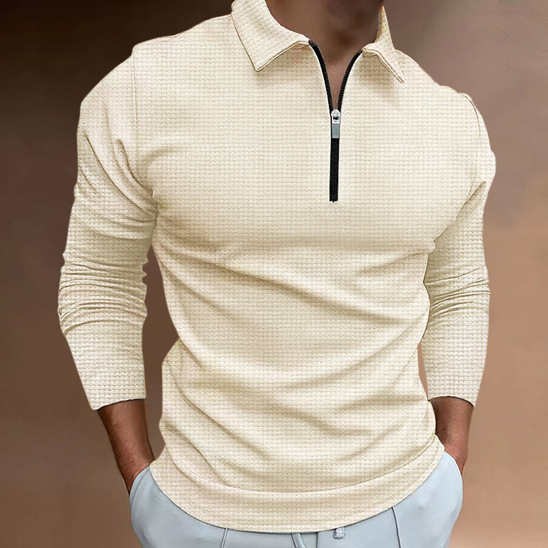 Herrer Sporty Langærmet polo med moderne lynlås Stilla