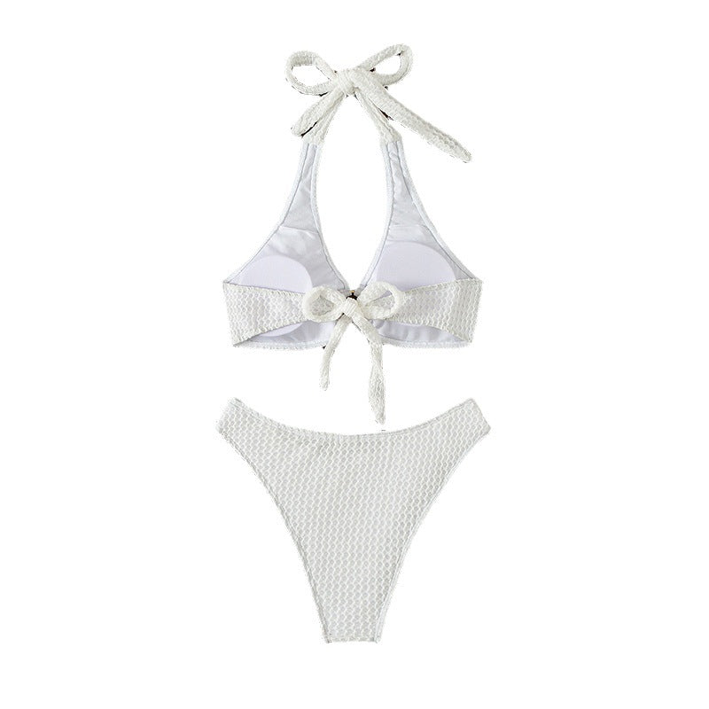 Dame bikini-sæt med struktureret top og elegant ringdetalje Stilla