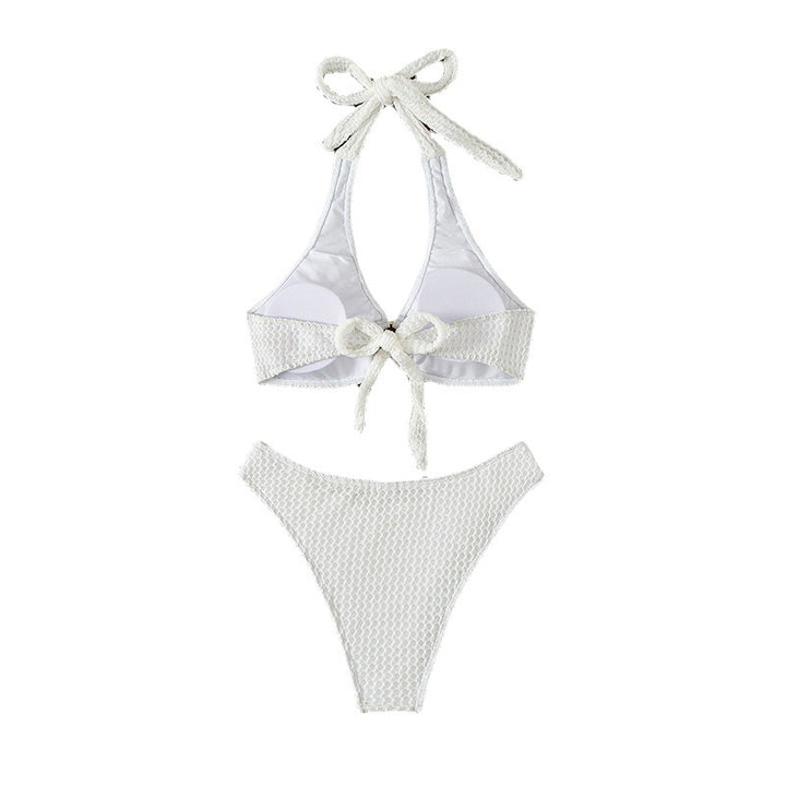 Dame bikini-sæt med struktureret top og elegant ringdetalje Stilla