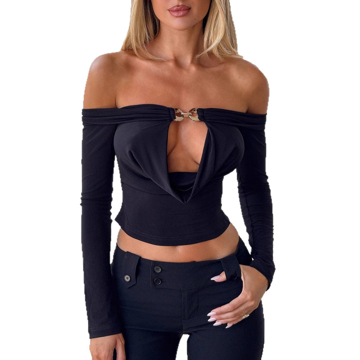 Dame Off-Shoulder Top med dekorativ lukning Skovae