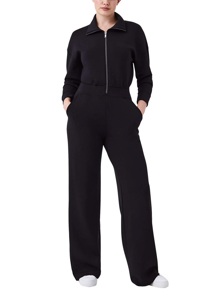Dame afslappet jumpsuit med høj krave og sidelommer Stilla