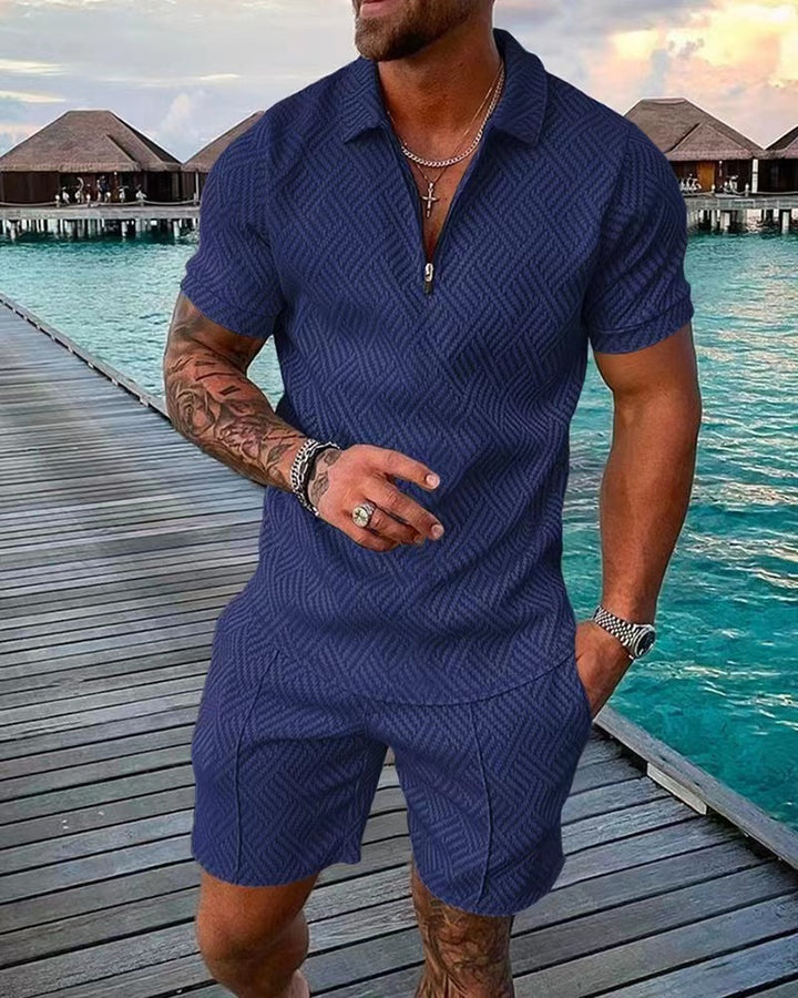 Herrer moderigtig kort overall med struktureret design Stilla