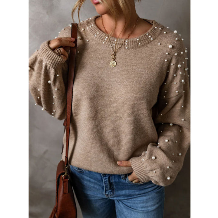 Dame strik sweater med perle detaljer Stilla