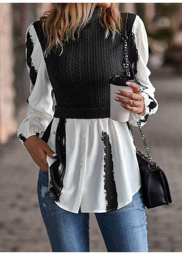 Stilla | Afslappet O Hals Langærmet Fit Flare Top Bluse