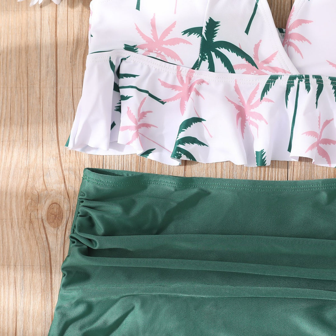 Dame Høj talje Bikini-sæt med voluminøst flæse-design og raffineret blomsterdesign Stilla