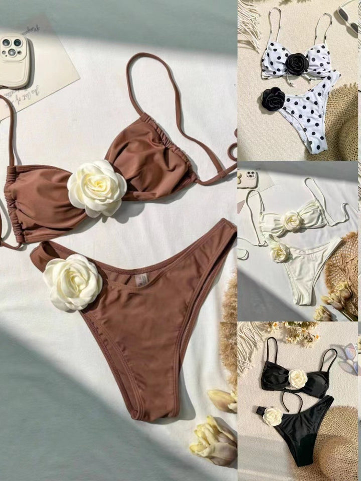 Dame bikini sæt med legesyge blomsterapplikation Skovae