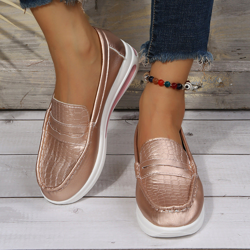 Dame mokasiner i elegant metallic-look med komfortabel sål Stilla