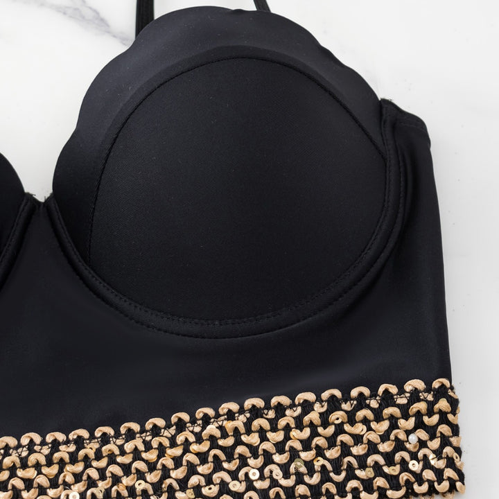Dame bikini-sæt med cropped top og højtaljede shorts Stilla