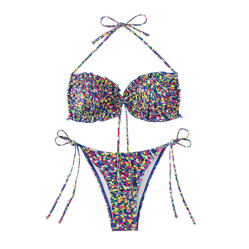 Dame Bikini-sæt med justerbare stropper og høj benudskæring Skovae