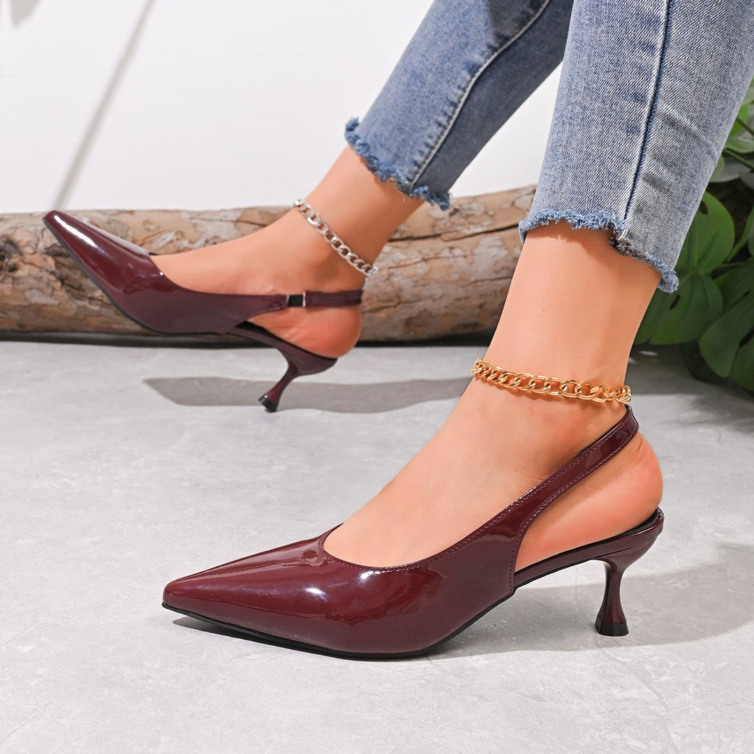 Dame Slingback Pumps med spidst design og elegant blokhælhæl Stilla
