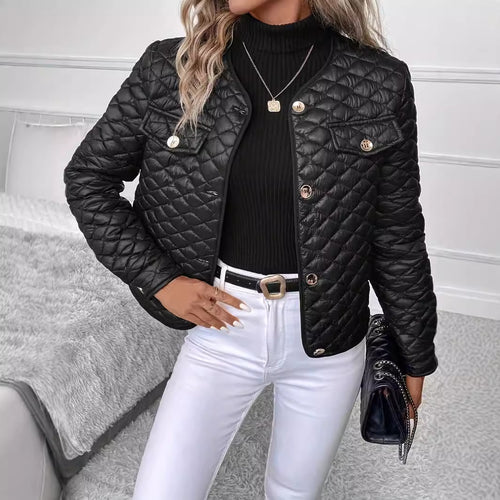Dame quiltet kort jakke med elegant krave Stilla
