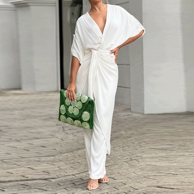 Dame Elegant Wrap Jumpsuit med Casual Design og Talje Definition Stilla