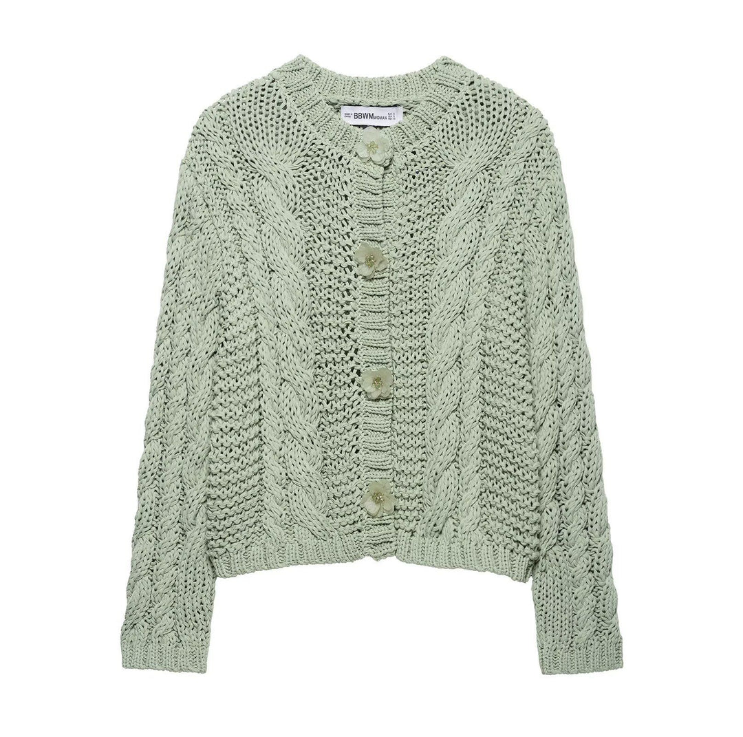 Femme Kabelstrik Cardigan Sweater Stilla