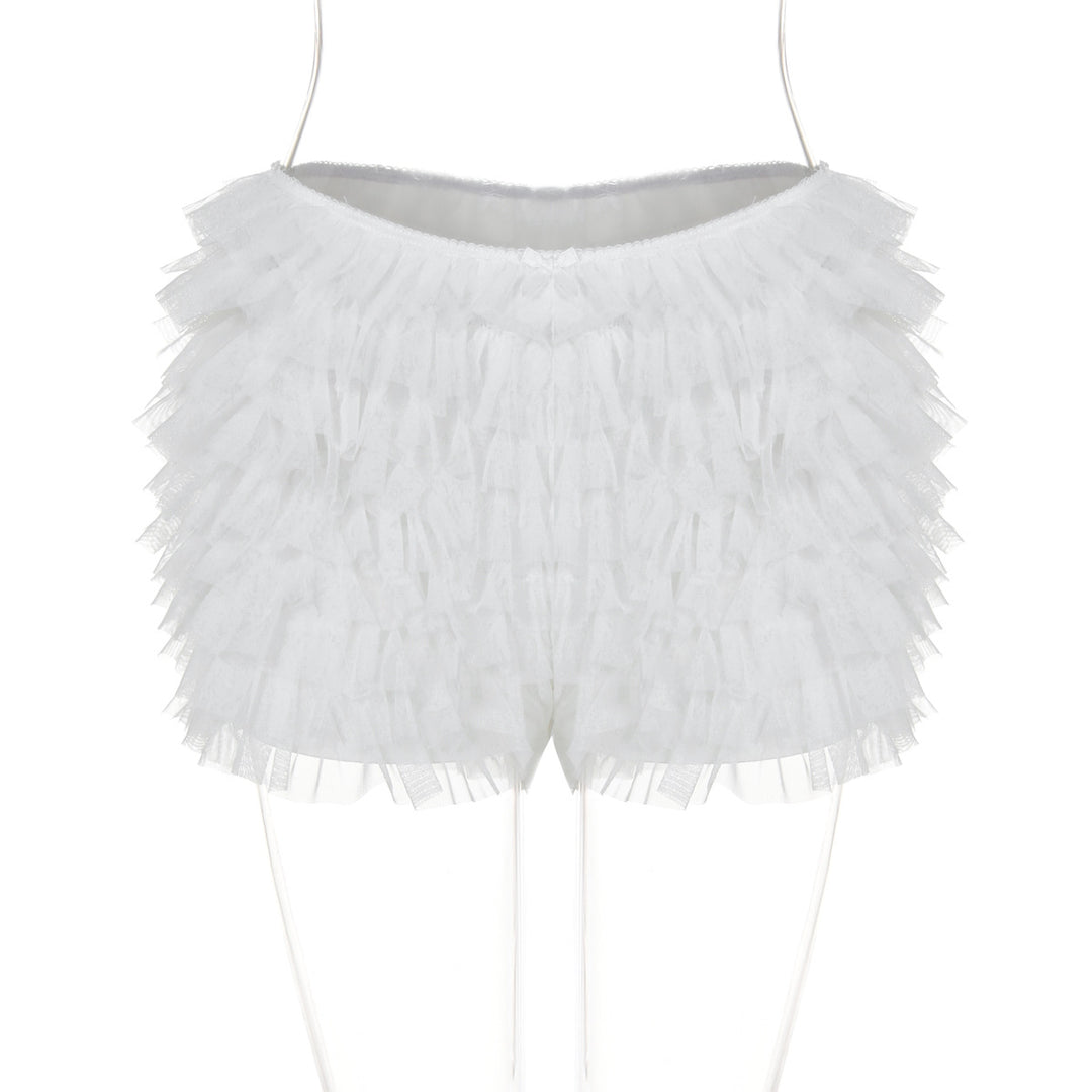 Dame Tulle shorts med voluminøst flæse design og elastisk talje Stilla