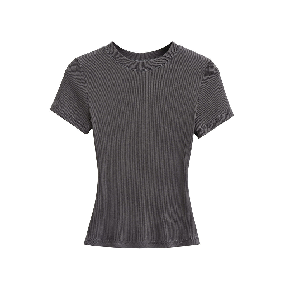 Dame Figurnær Kortærmet T-shirt lavet af højkvalitets ribmateriale med Rundhalset uddybning Stilla