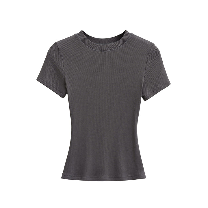 Dame Figurnær Kortærmet T-shirt lavet af højkvalitets ribmateriale med Rundhalset uddybning Stilla