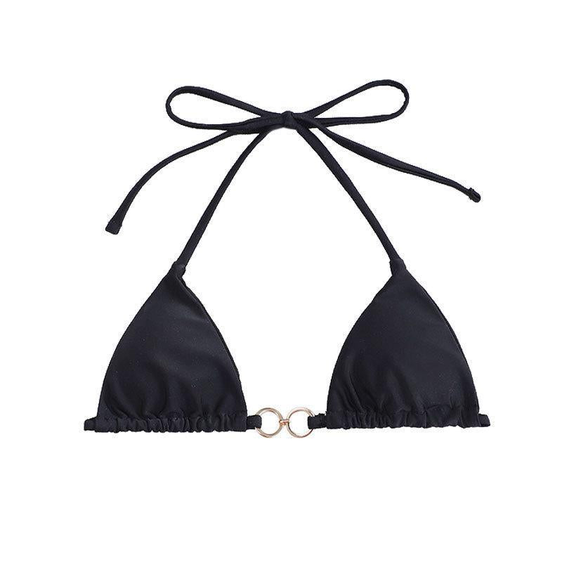 Dame triangel-bikini med gyldne ringdetaljer Skovae