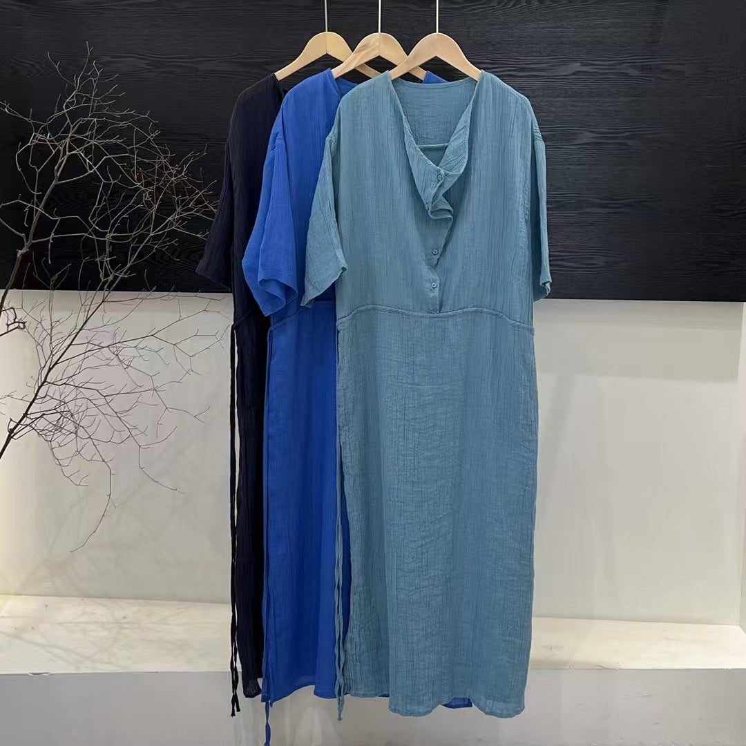 Femme Let Maxi-Kjole med Stilfuld Båndkrave Stilla