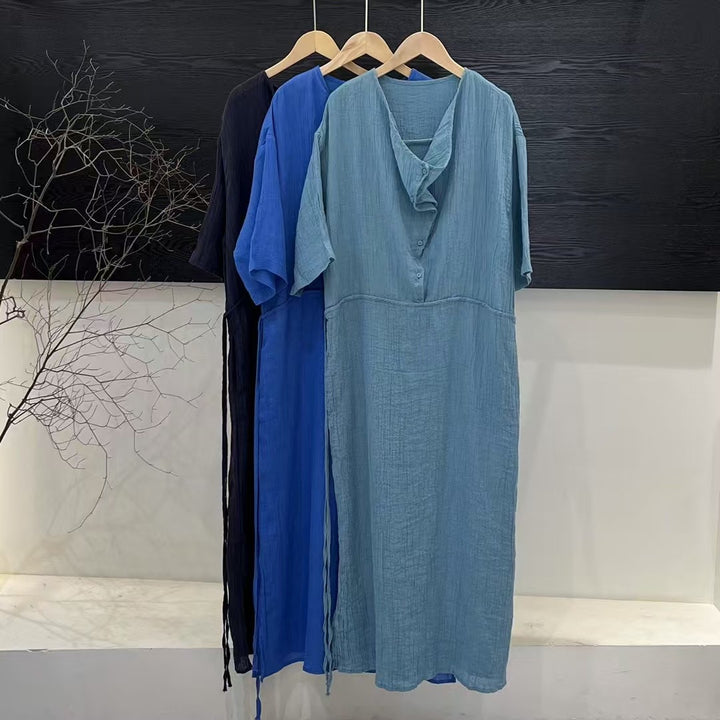 Femme Let Maxi-Kjole med Stilfuld Båndkrave Stilla
