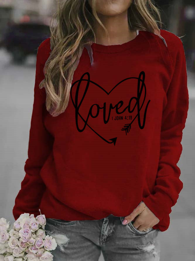 Kvinders sweatshirt med hjerteformet print og inspirerende budskab Stilla