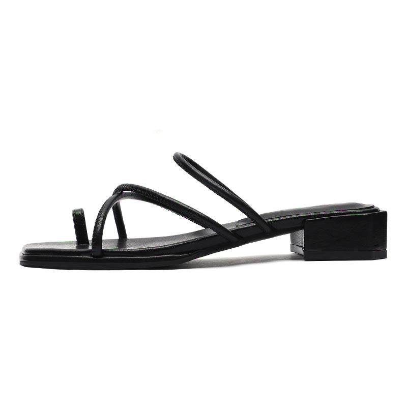 Femme Strappy Block Heel Slide Sandaler Stilla