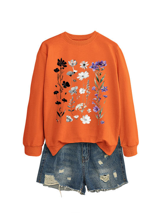 Kvinders sweatshirt med blomster grafikdesign og blødt inderfor Stilla