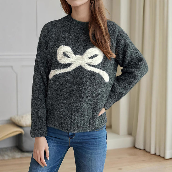 Kvindernes hyggelige sweater med sløjfemotiv Stilla