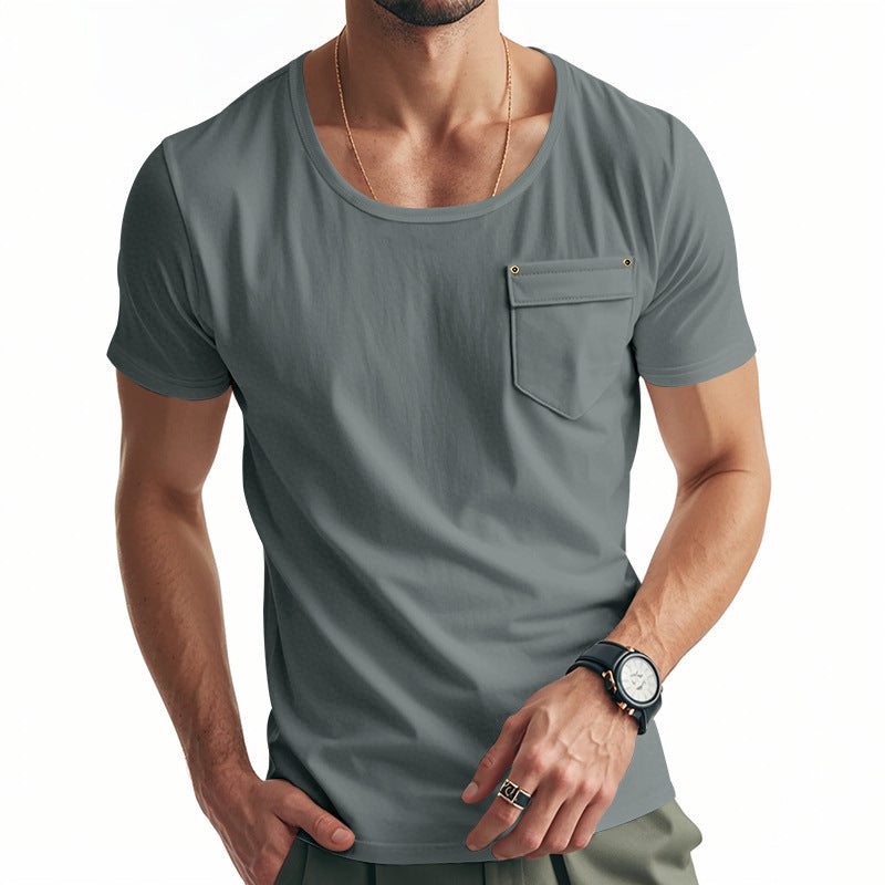 Herrer modernt funktionelt T-shirt med praktisk brystlomme-design Stilla