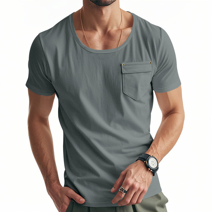 Herrer modernt funktionelt T-shirt med praktisk brystlomme-design Stilla