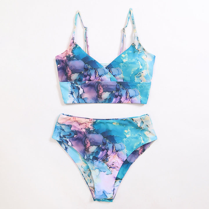 Dame bikini-sæt med krydset top og blomsterdetaljer Skovae