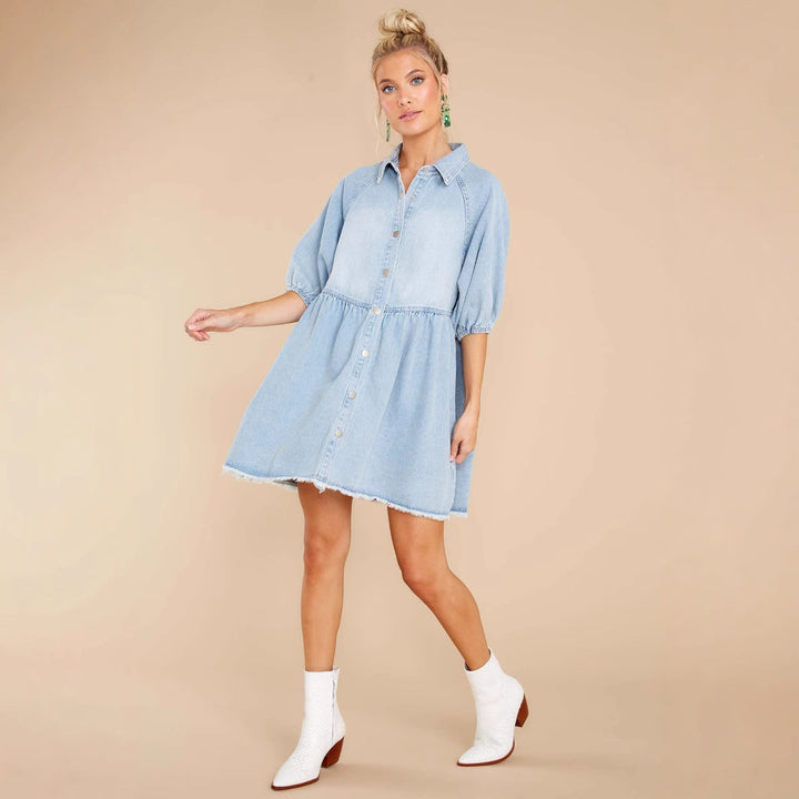 Dame Fritids Denim Skjortekjole Stilla