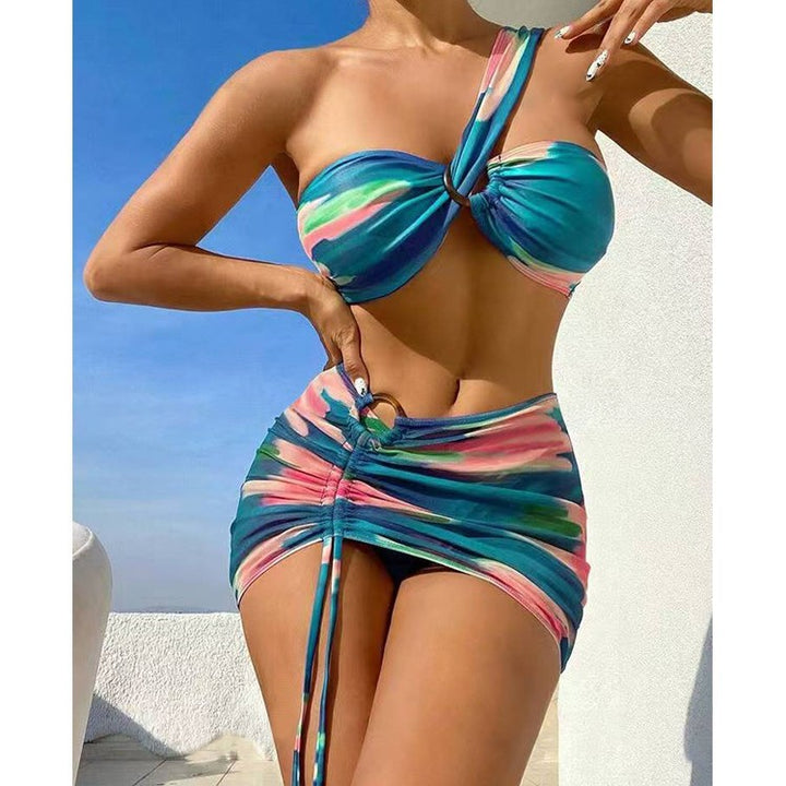 Dame Bandeau-bikini-sæt med sexy knude-detalje og justerbar nederdel Stilla