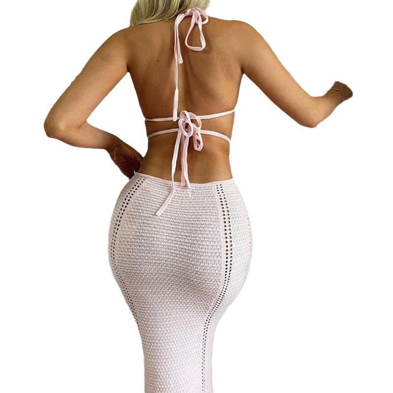 Dame Maxikjole med legende Cut-Out og elegant Hæklestruktur Stilla