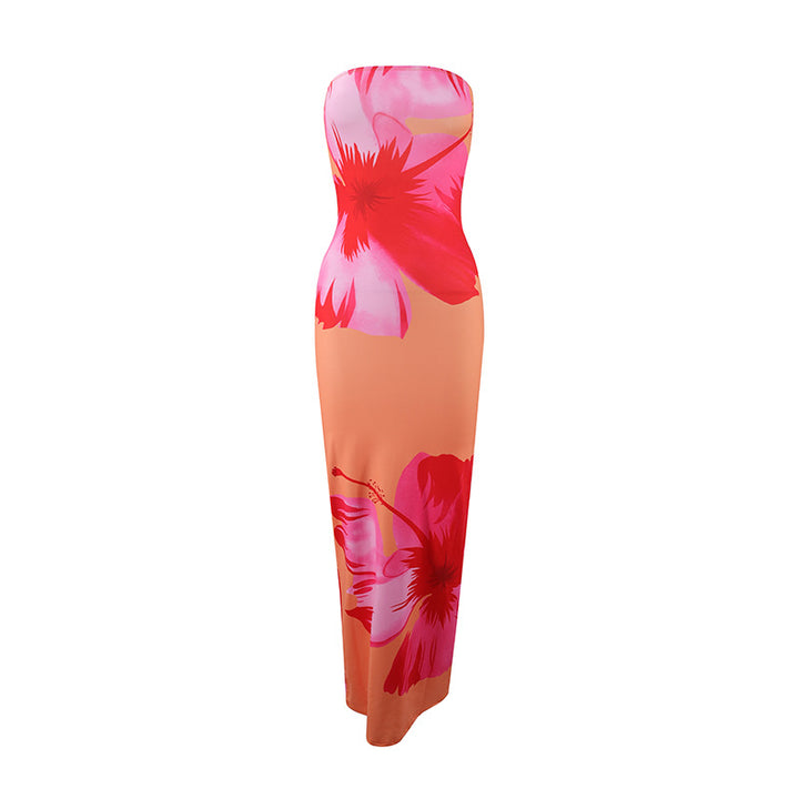 Dame strandvenlig maxikjole med elegant blomsterprint Skovae