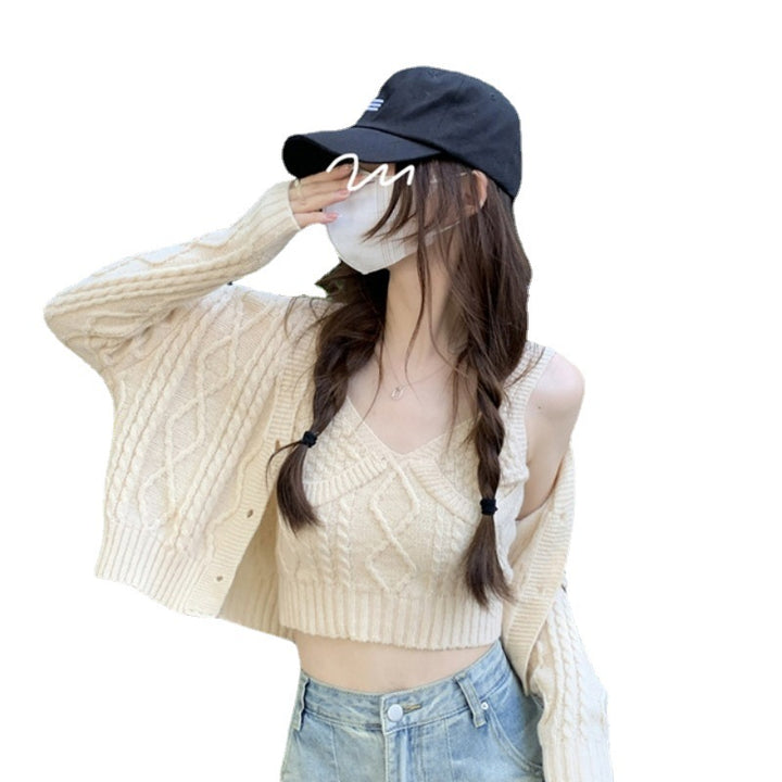 Femme Cropped Kabelstrik Twin Sæt Stilla