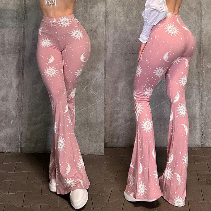 Femme Sol og Måne Tryk Udstillede Leggings Stilla