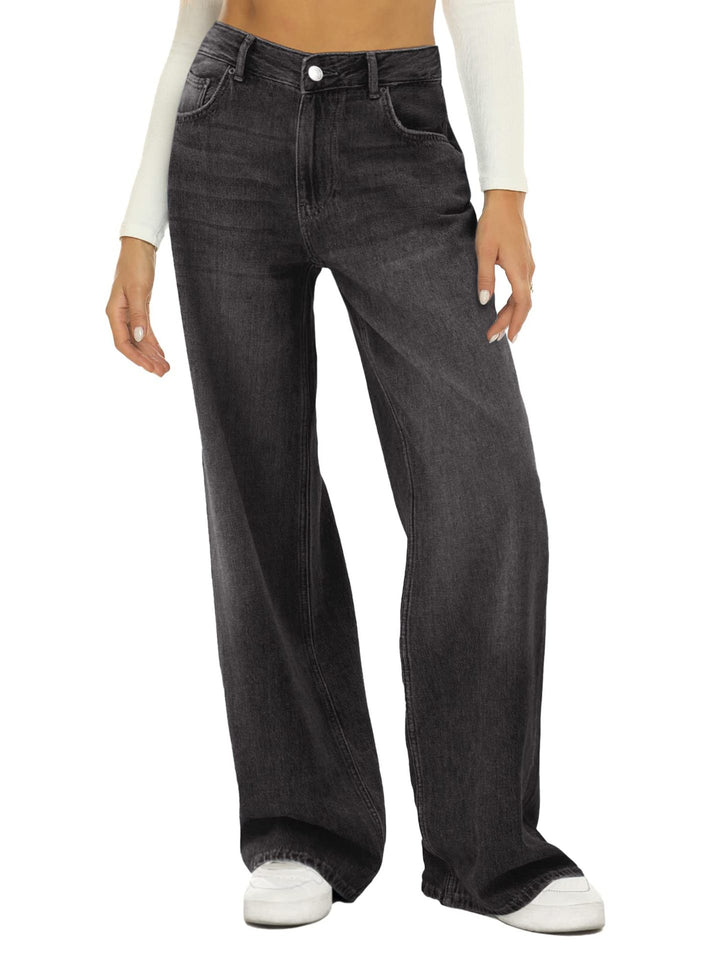Dame brede højtaljede jeans med elegant snit Stilla