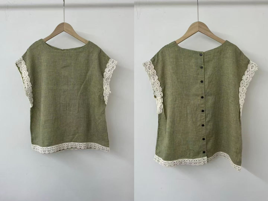 Femme Elegante Hæklet Kant Top Stilla