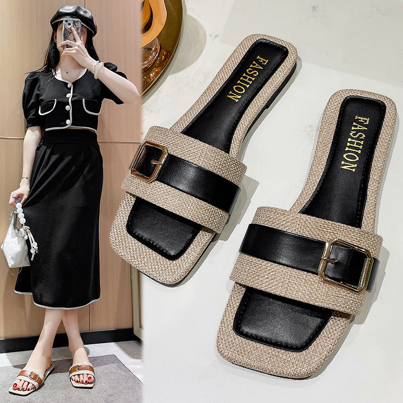 Dame Mode Slides med dekorative remme og behagelig fodseng Stilla