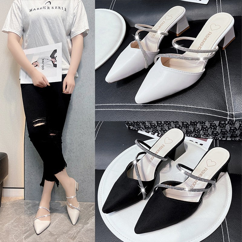 Dame elegante Slingback-pumper med dekoreret remføring og komfortabel blokhæl Stilla