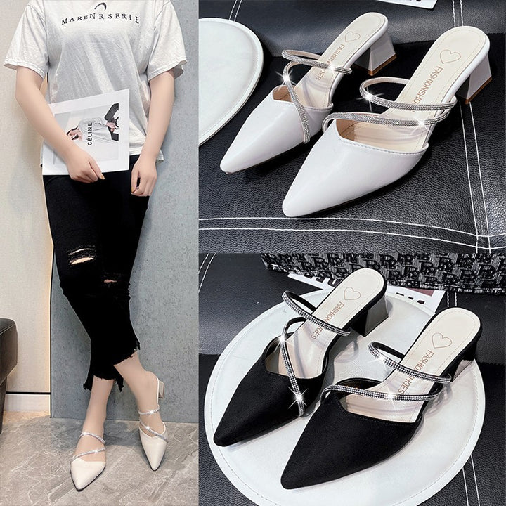 Dame elegante Slingback-pumper med dekoreret remføring og komfortabel blokhæl Stilla