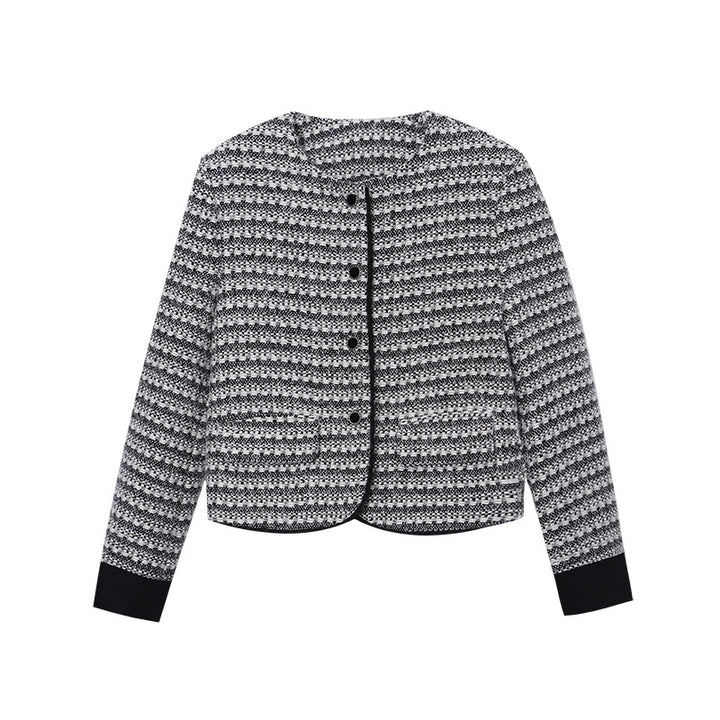 Dame fashionable jakke i tweed look med rund hals Stilla